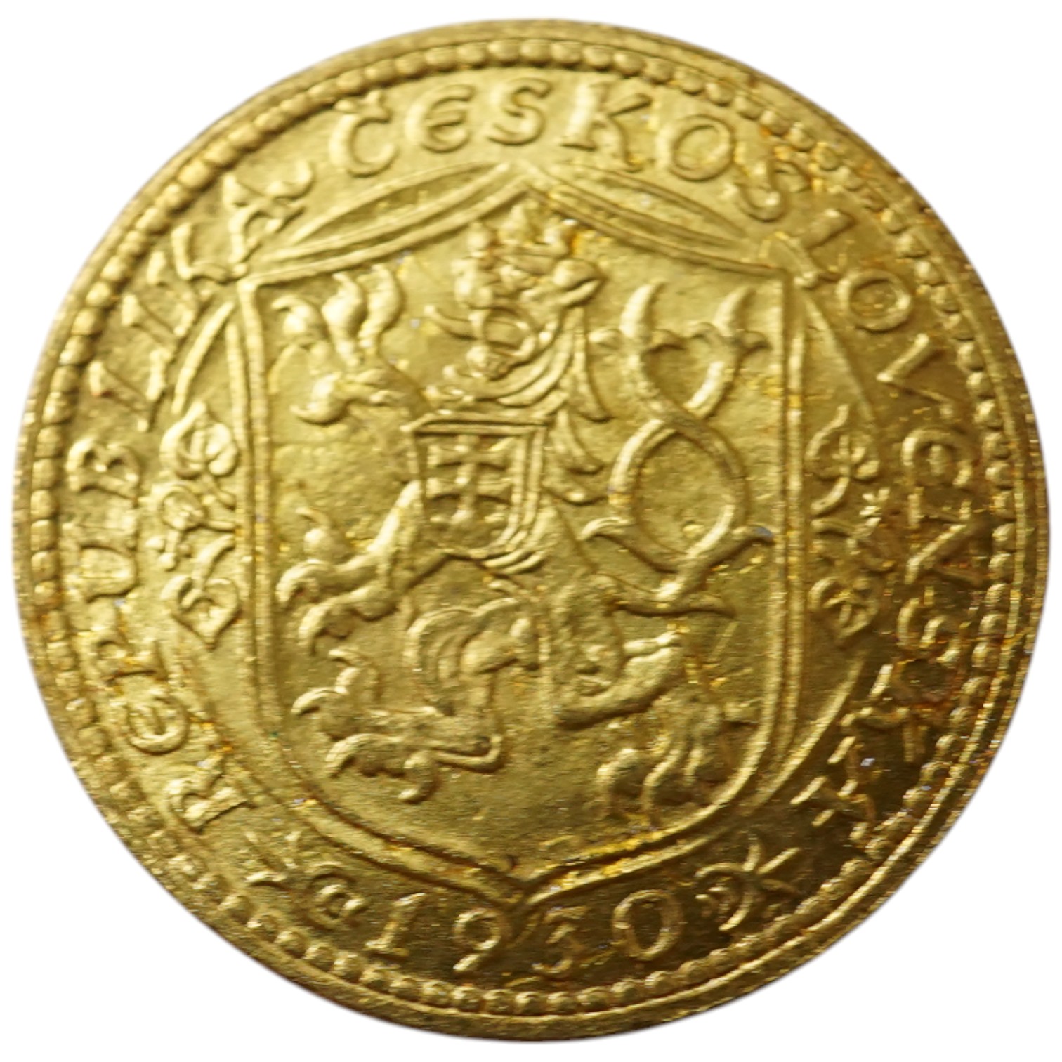 Gold coins, Czechoslovakia, gold dukat, 1930, about EF.